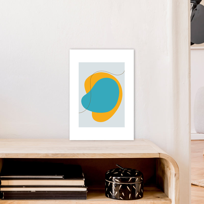 Mita Teal Bold Abstract N22  Art Print by Pixy Paper A3 Black Frame