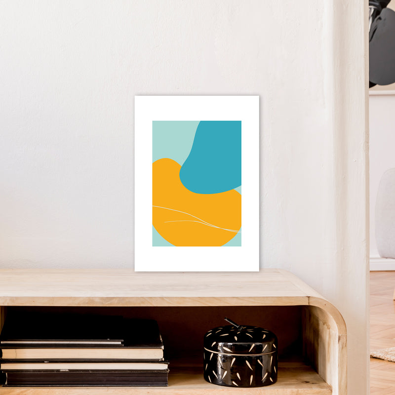 Mita Teal Bold Abstract N20  Art Print by Pixy Paper A3 Black Frame