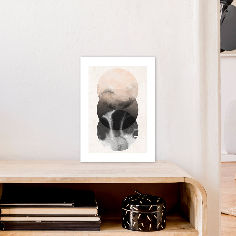Nude And Pearl Three Circles  Art Print by Pixy Paper A3 Black Frame