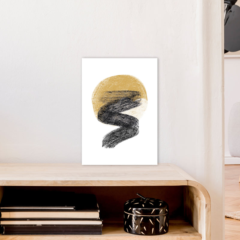 Dalia Chalk Gold Moon Zig  Art Print by Pixy Paper A3 Black Frame