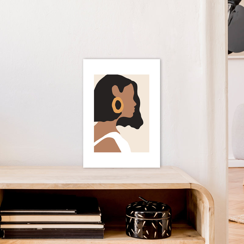 Mica Girl With Earring N6  Art Print by Pixy Paper A3 Black Frame