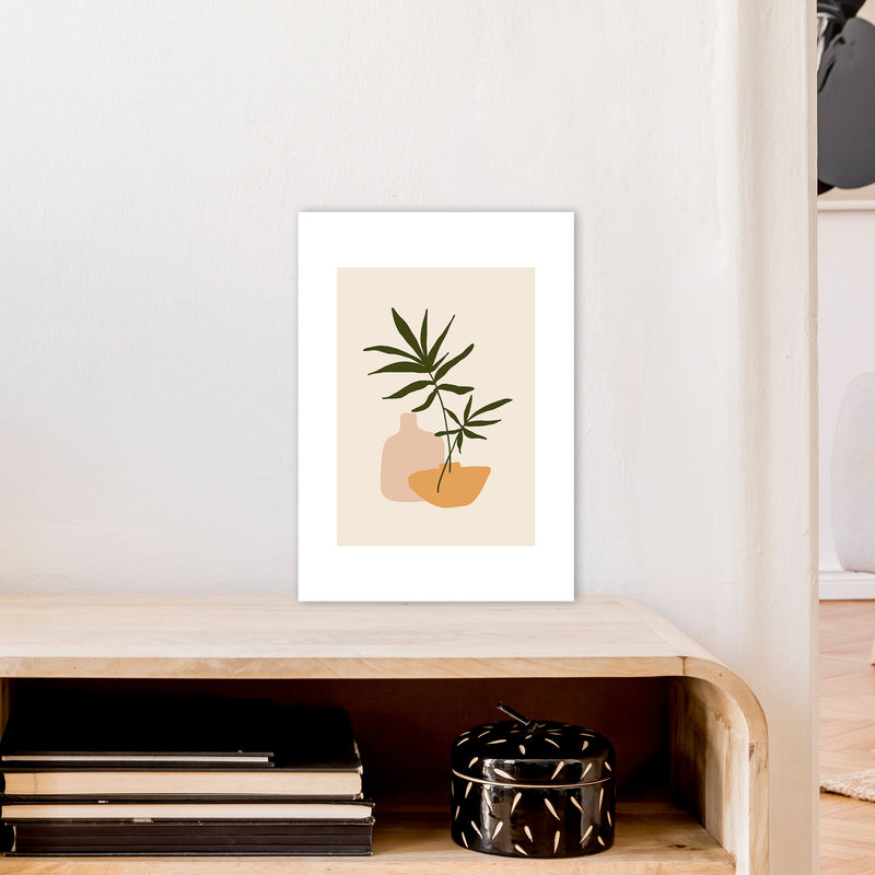 Mica Plant Pots Beige N1  Art Print by Pixy Paper A3 Black Frame