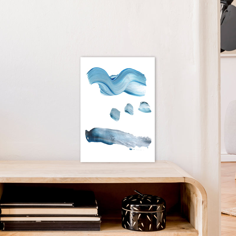 Light Blue Paint Strokes  Art Print by Pixy Paper A3 Black Frame