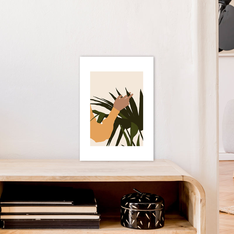 Mica Hand On Plant - N5  Art Print by Pixy Paper A3 Black Frame