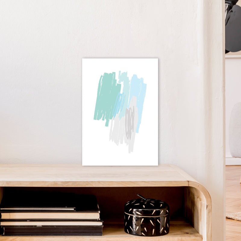 Mint Scribbles Drawings  Art Print by Pixy Paper A3 Black Frame