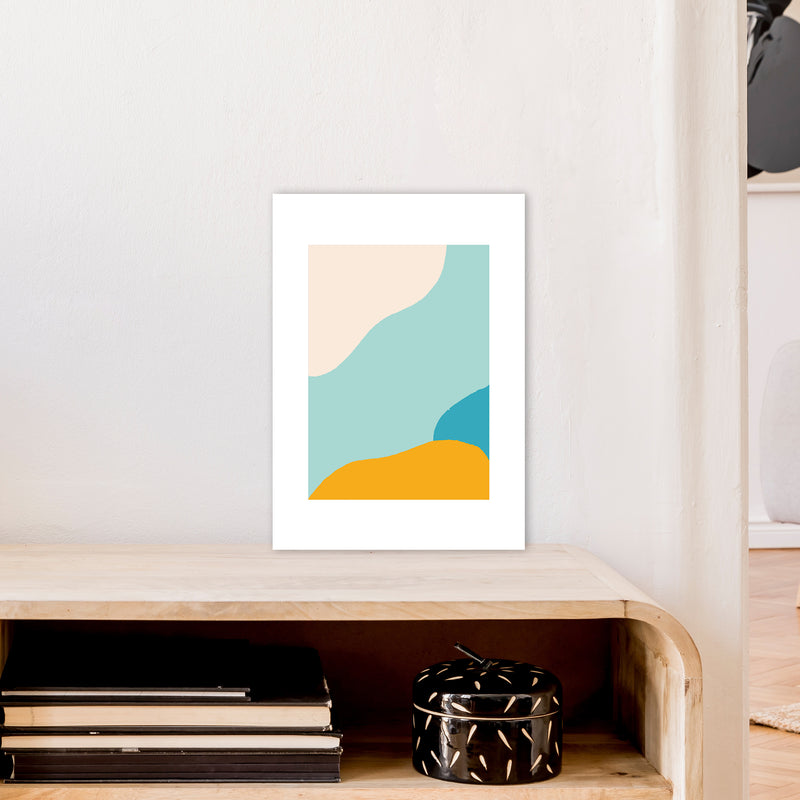 Mita Teal Abstract N18  Art Print by Pixy Paper A3 Black Frame