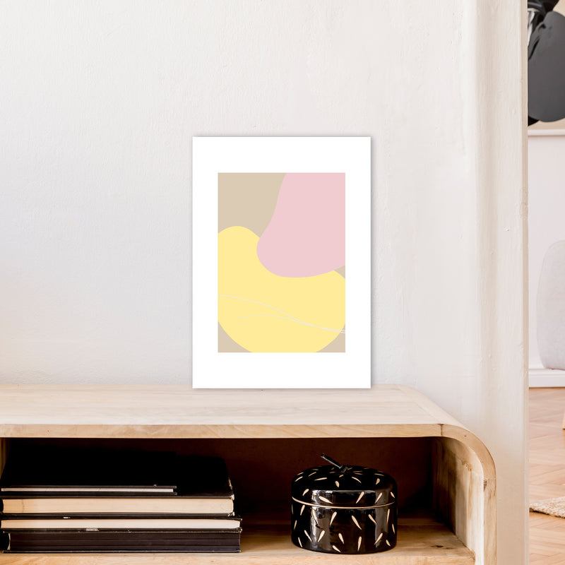 Mila Pink Abstract N20  Art Print by Pixy Paper A3 Black Frame