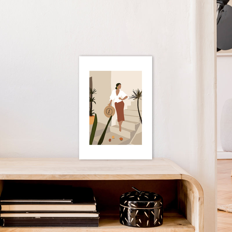Mica Girl On Stairs N8  Art Print by Pixy Paper A3 Black Frame