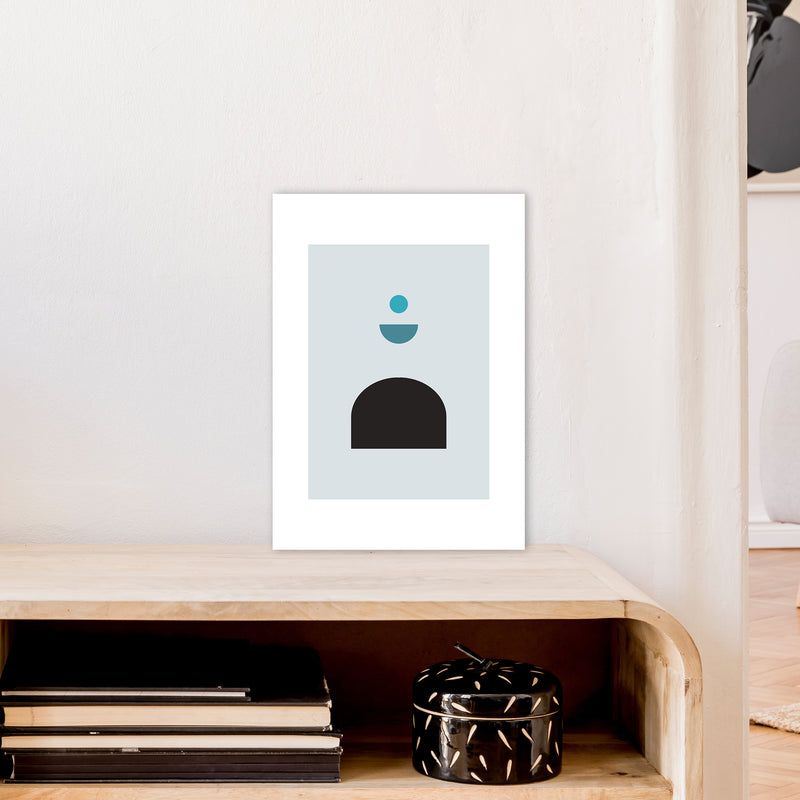 Mita Teal Abstract N12  Art Print by Pixy Paper A3 Black Frame