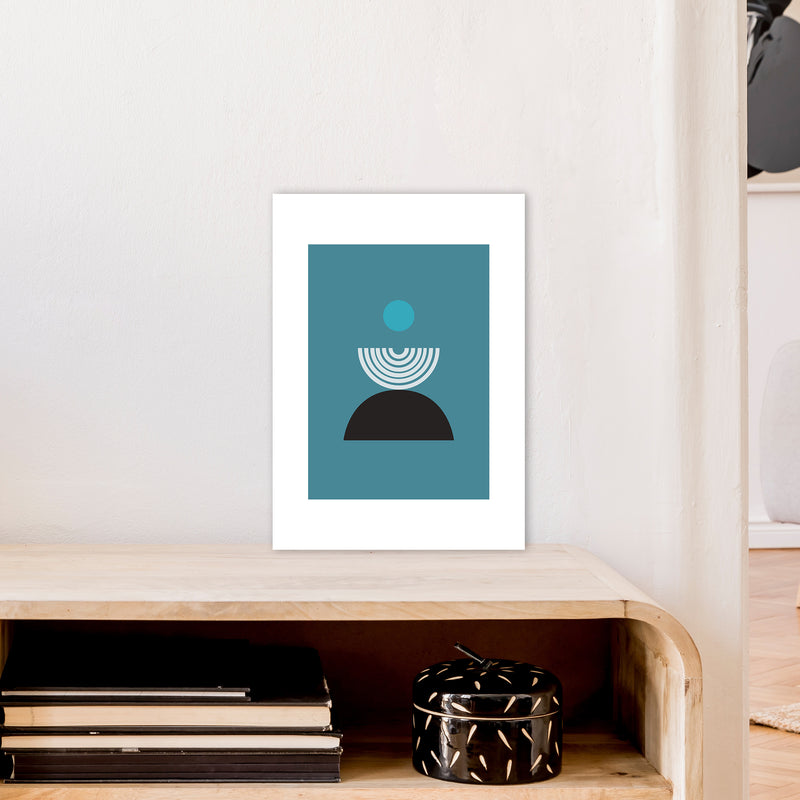 Mita Teal Fountain N8  Art Print by Pixy Paper A3 Black Frame