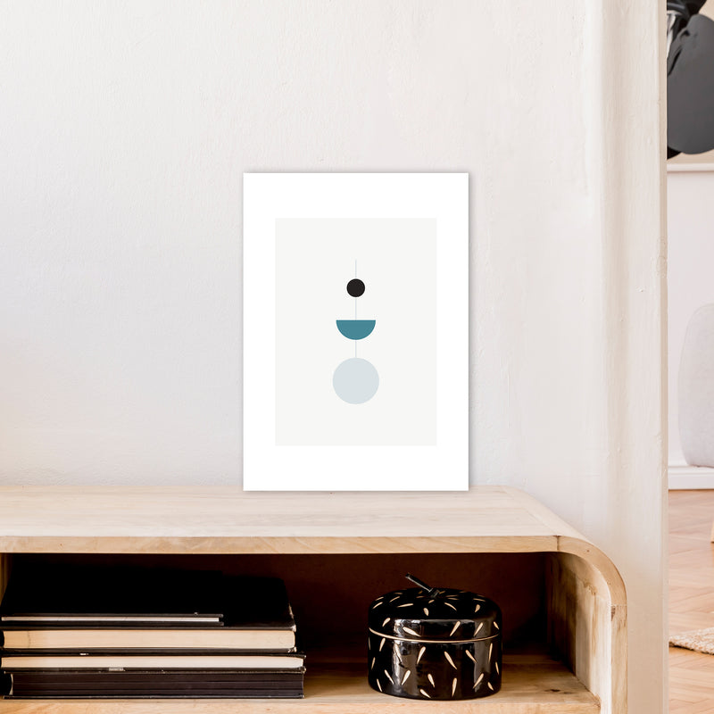 Mita Teal Abstract N9  Art Print by Pixy Paper A3 Black Frame