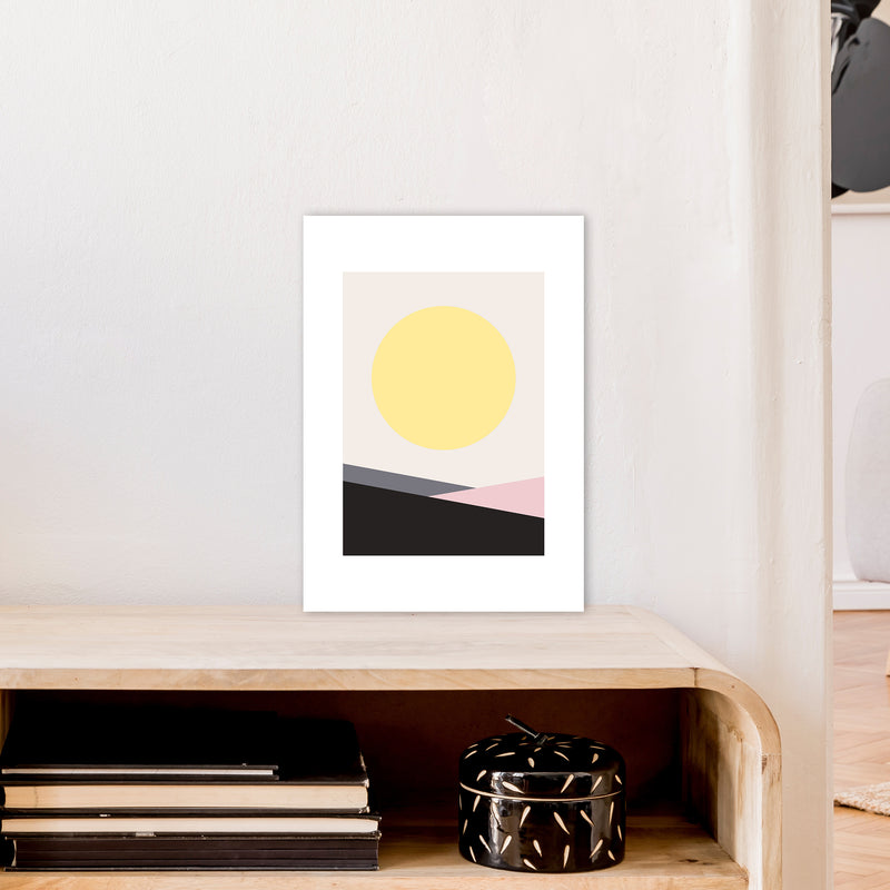 Mila Pink Big Sun N7  Art Print by Pixy Paper A3 Black Frame