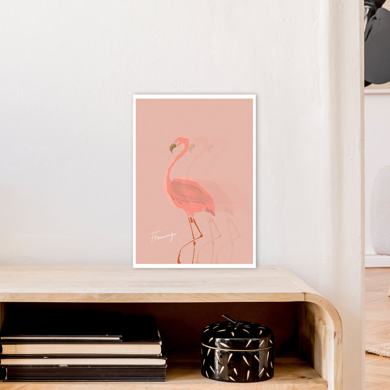 Flamingo Shadow Art Print by Pixy Paper A3 Black Frame