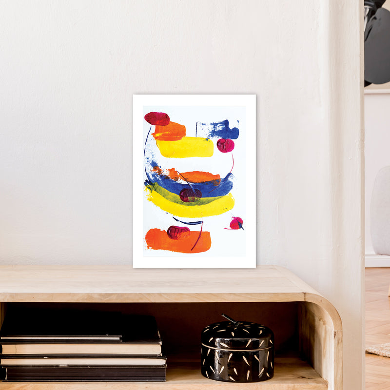 Bright Yellow Blue And Red Paint Strokes  Art Print by Pixy Paper A3 Black Frame