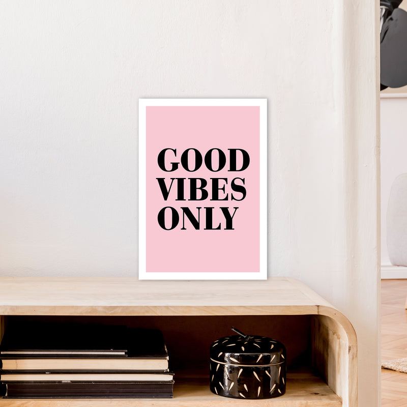 Good Vibes Only Neon Funk  Art Print by Pixy Paper A3 Black Frame