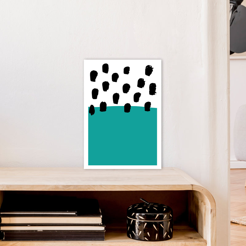 Teal Polka Neon Funk  Art Print by Pixy Paper A3 Black Frame