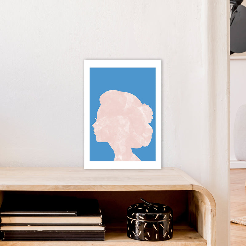 Marble Head Blue  Art Print by Pixy Paper A3 Black Frame