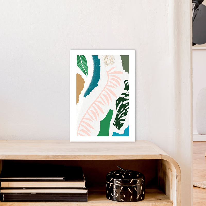 Pink Leaf Jungle Abstract  Art Print by Pixy Paper A3 Black Frame