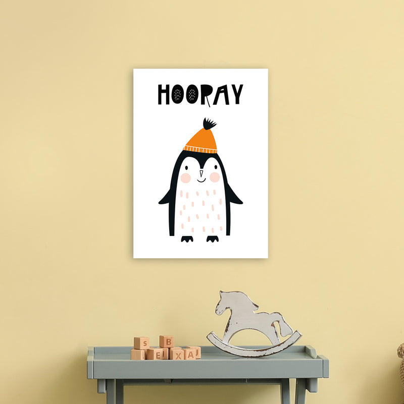 Hooray Penguin Animal  Art Print by Pixy Paper A3 Black Frame