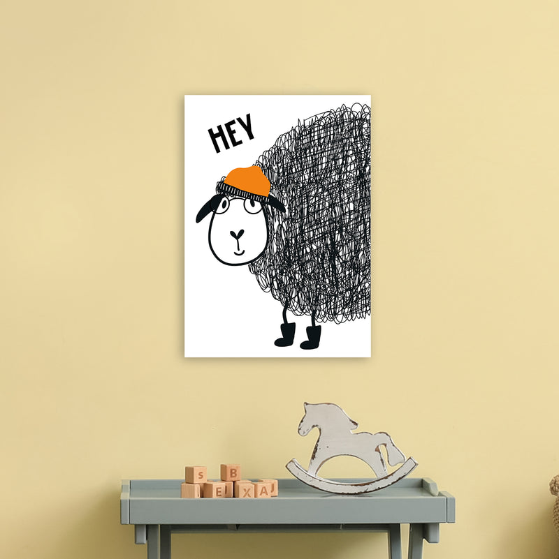 Hey Sheep Animal  Art Print by Pixy Paper A3 Black Frame