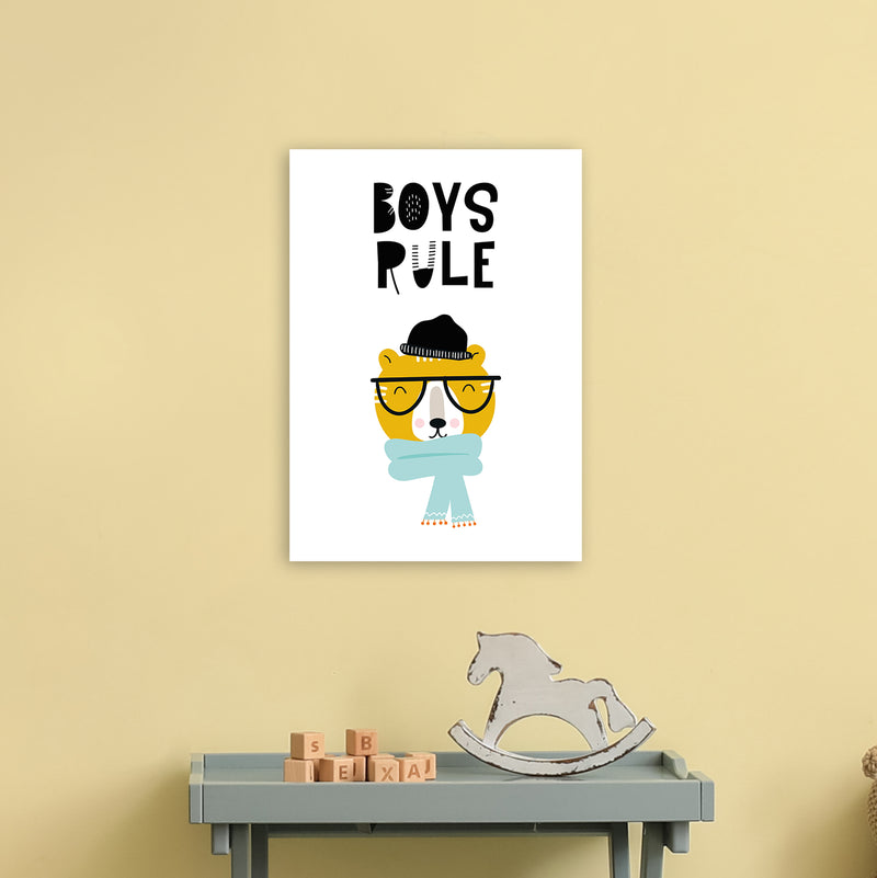 Boys Rule Animal  Art Print by Pixy Paper A3 Black Frame