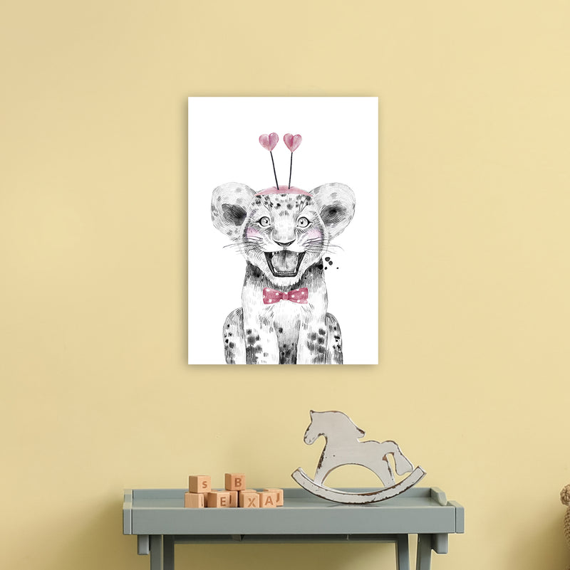 Safari Babies Tiger With Heart Hat  Art Print by Pixy Paper A3 Black Frame