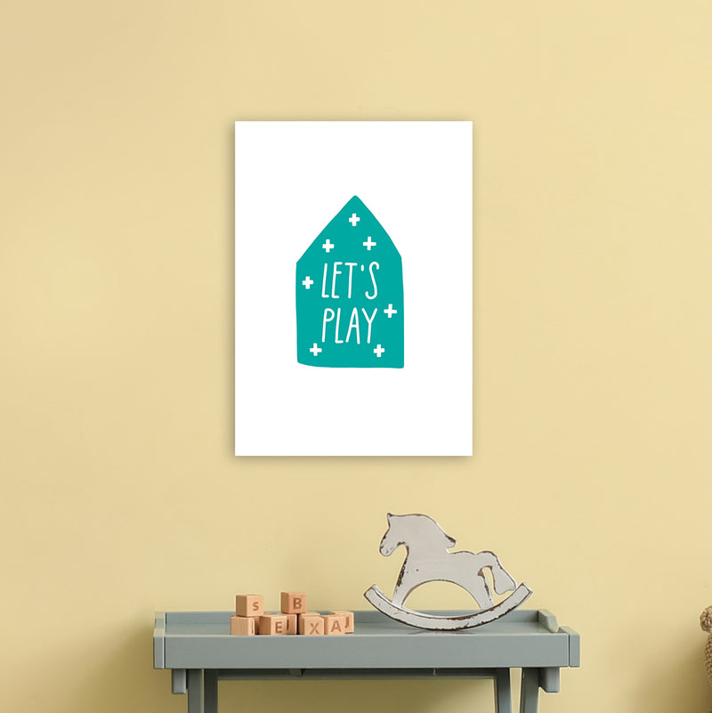 Let'S Play House Teal Super Scandi  Art Print by Pixy Paper A3 Black Frame