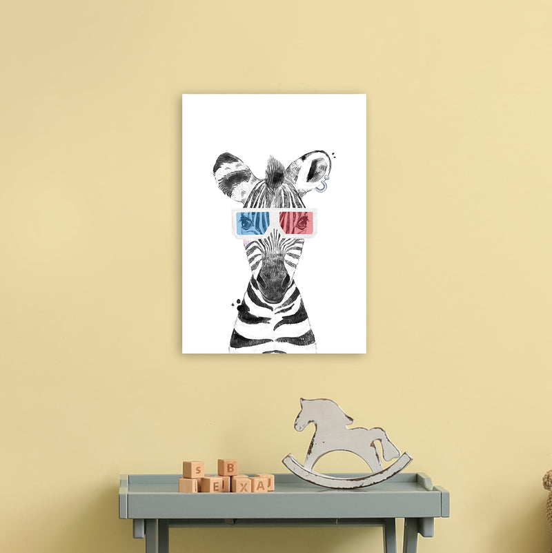 Safari Babies Zebra With Glasses  Art Print by Pixy Paper A3 Black Frame