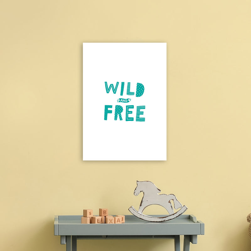 Wild And Free Teal Super Scandi  Art Print by Pixy Paper A3 Black Frame