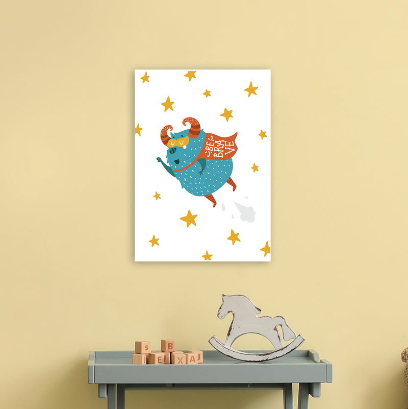 Little Monsters Flying Be Brave  Art Print by Pixy Paper A3 Black Frame