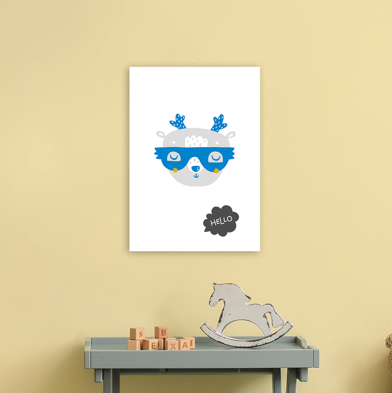 Hello Animal Blue Super Scandi  Art Print by Pixy Paper A3 Black Frame