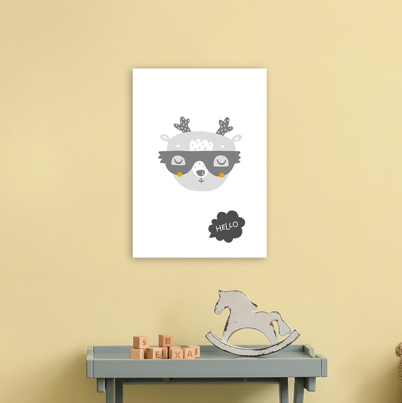 Hello Animal Super Scandi Grey  Art Print by Pixy Paper A3 Black Frame