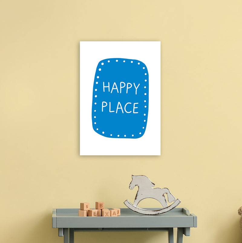 Happy Place Blue Super Scandi  Art Print by Pixy Paper A3 Black Frame