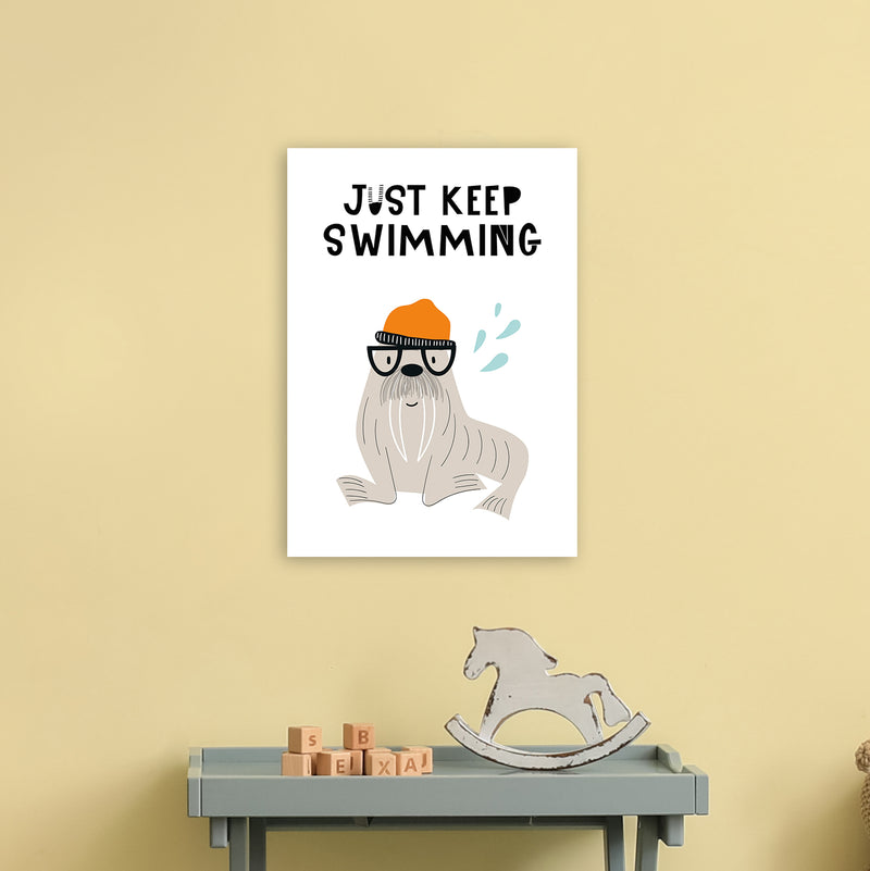 Just Keep Swimming Animal Pop  Art Print by Pixy Paper A3 Black Frame