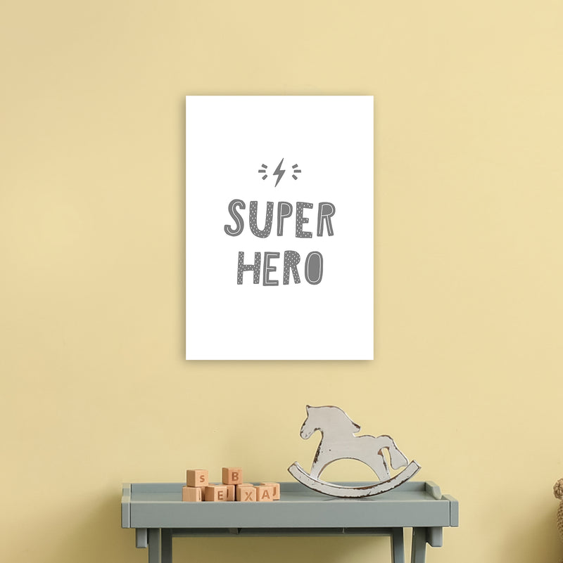 Super Hero Grey Super Scandi  Art Print by Pixy Paper A3 Black Frame