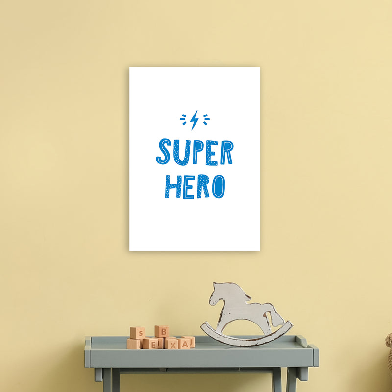 Super Hero Blue Super Scandi  Art Print by Pixy Paper A3 Black Frame
