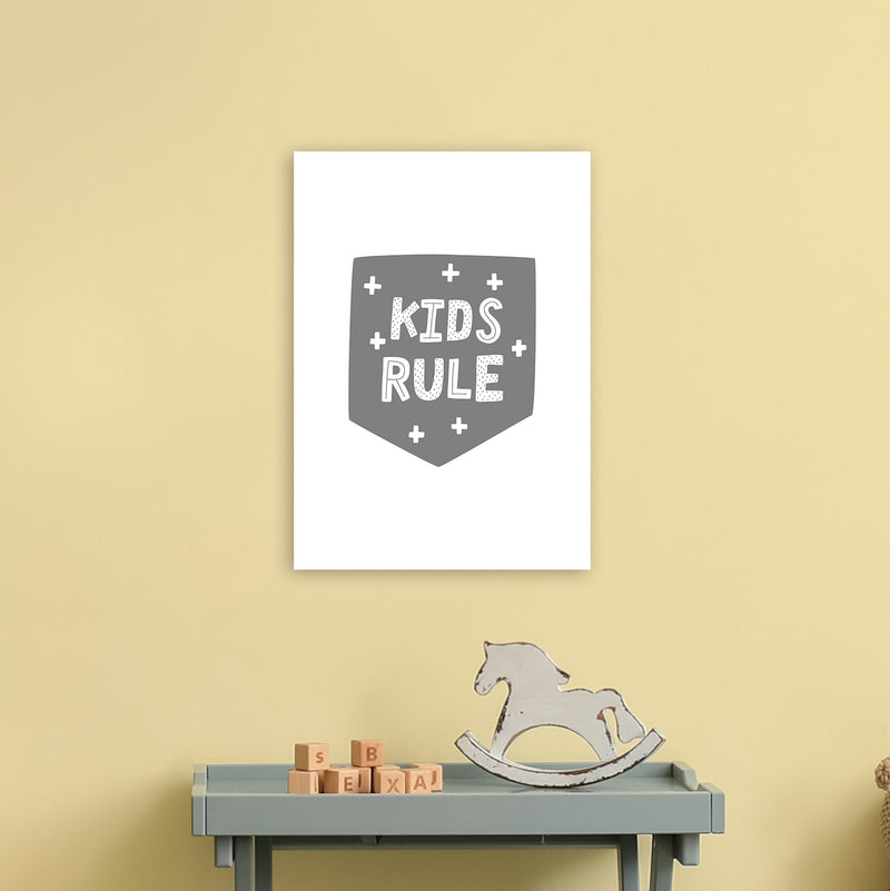 Kids Rule Super Scandi Grey  Art Print by Pixy Paper A3 Black Frame