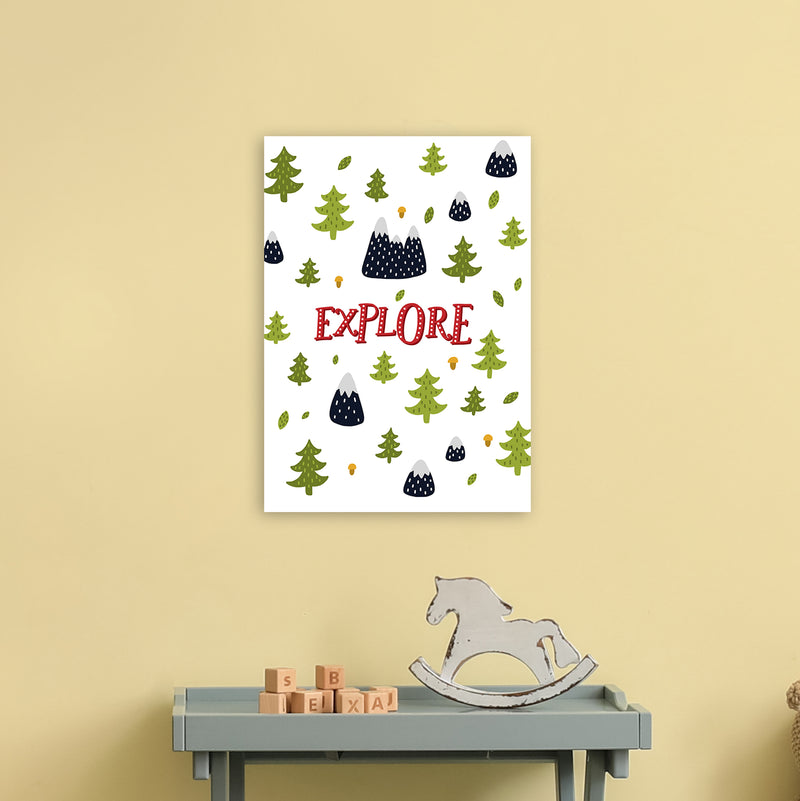 Little Explorer Trees Red  Art Print by Pixy Paper A3 Black Frame