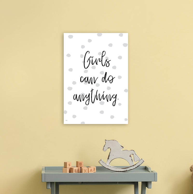 Girls Can Do Anything Grey  Art Print by Pixy Paper A3 Black Frame