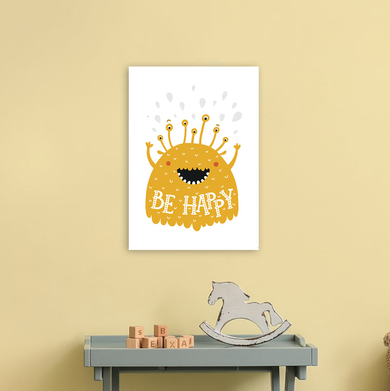 Little Monsters Be Happy  Art Print by Pixy Paper A3 Black Frame