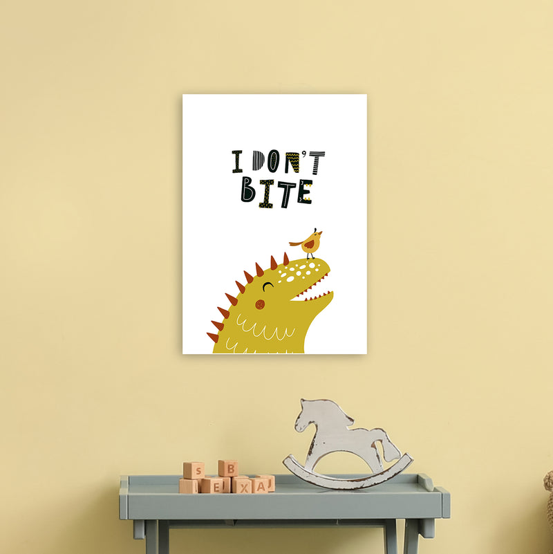 I Don'T Bite Dino  Art Print by Pixy Paper A3 Black Frame