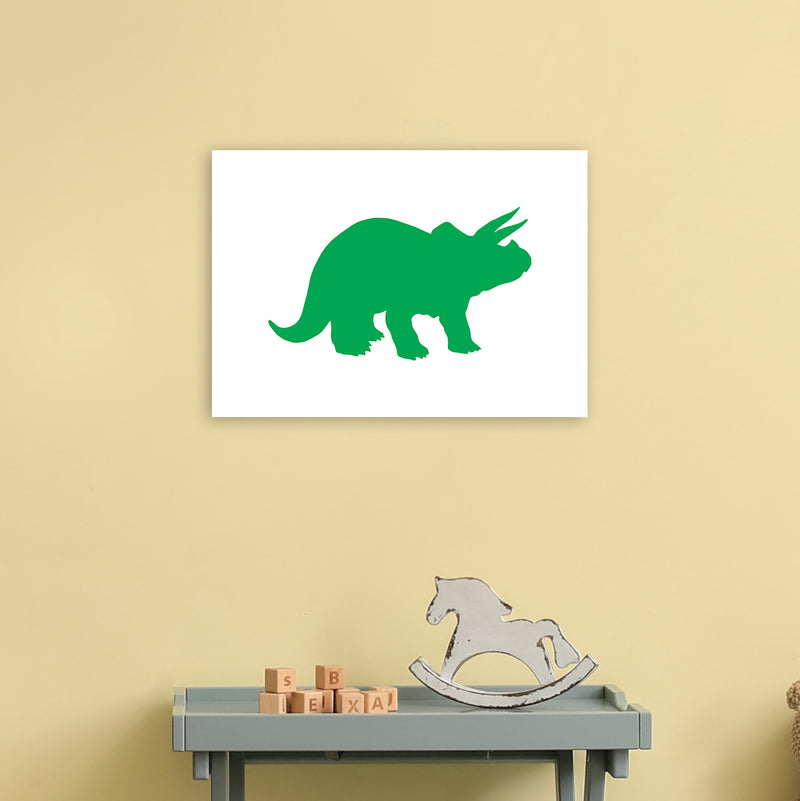 Triceratops Green  Art Print by Pixy Paper A3 Black Frame