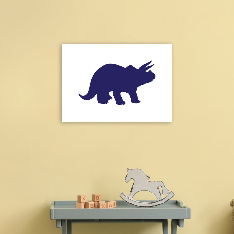 Triceratops Navy  Art Print by Pixy Paper A3 Black Frame