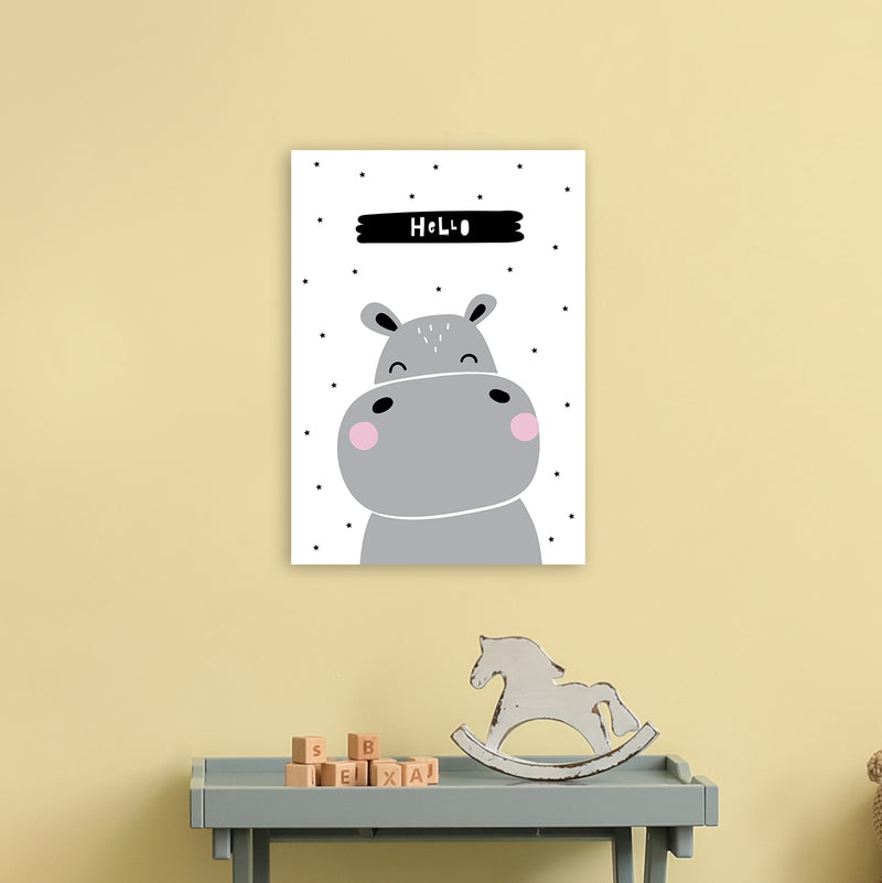 Hello Hippo  Art Print by Pixy Paper A3 Black Frame