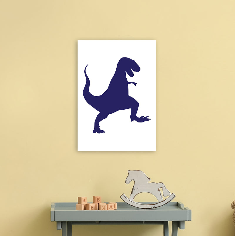 T-Rex Navy  Art Print by Pixy Paper A3 Black Frame