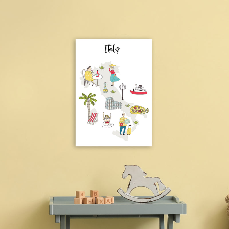 Italy Map  Art Print by Pixy Paper A3 Black Frame