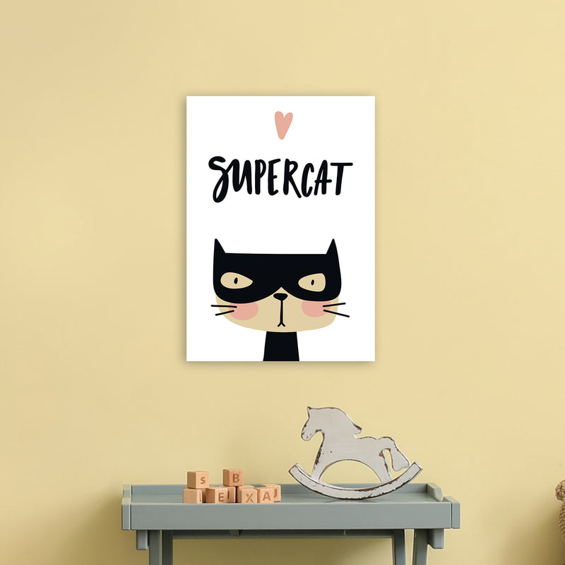 Supercat  Art Print by Pixy Paper A3 Black Frame