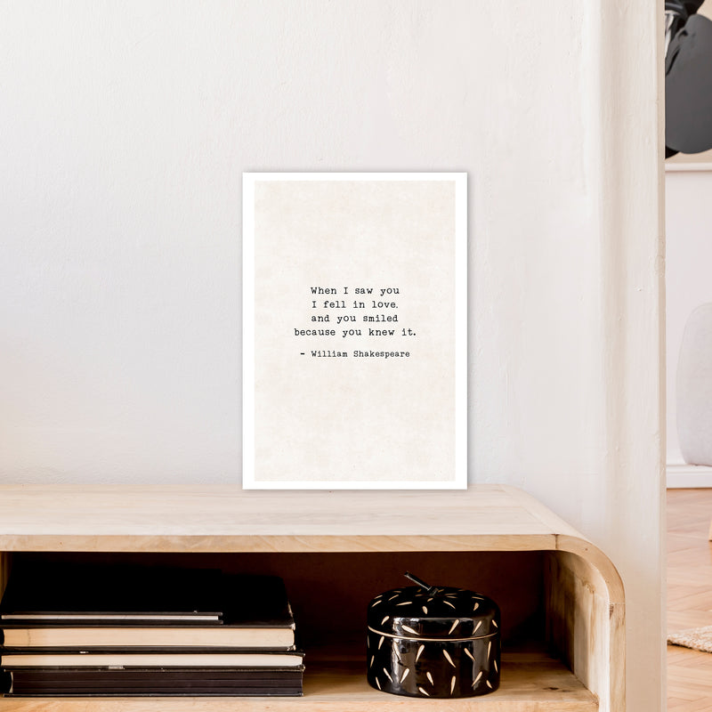 When I Saw You - Shakespeare  Art Print by Pixy Paper A3 Black Frame