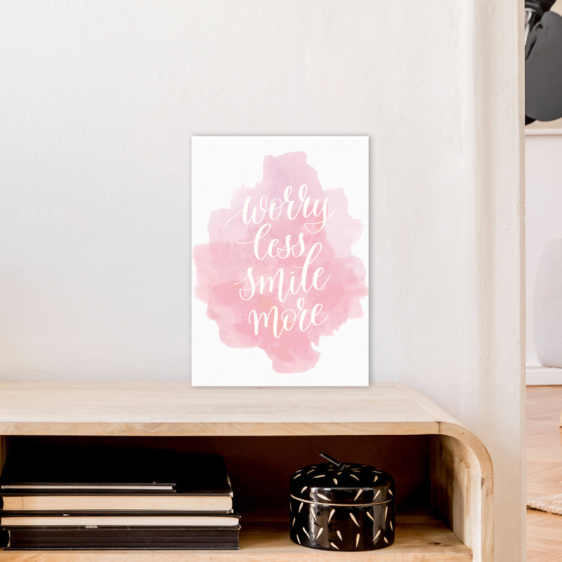 Worry Less Smile More  Art Print by Pixy Paper A3 Black Frame