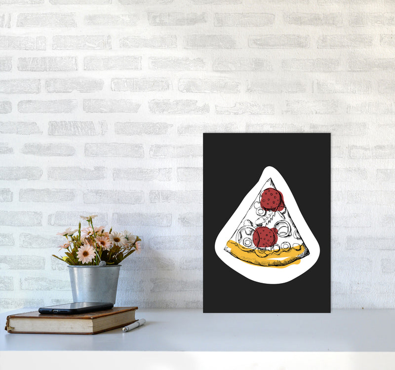 Kitchen Pop Pizza Off Black Art Print by Pixy Paper A3 Black Frame